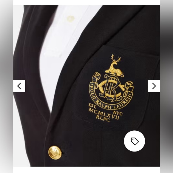 NWT Polo Ralph Lauren Embroidered Crest Black Blazer Golden-tone Buttons Preppy - Picture 3 of 12